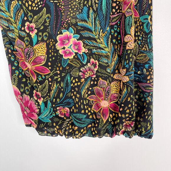 New Evereve XSmall XS Azalea One Shoulder Top Black Green Multi Floral Print - Picture 4 of 9